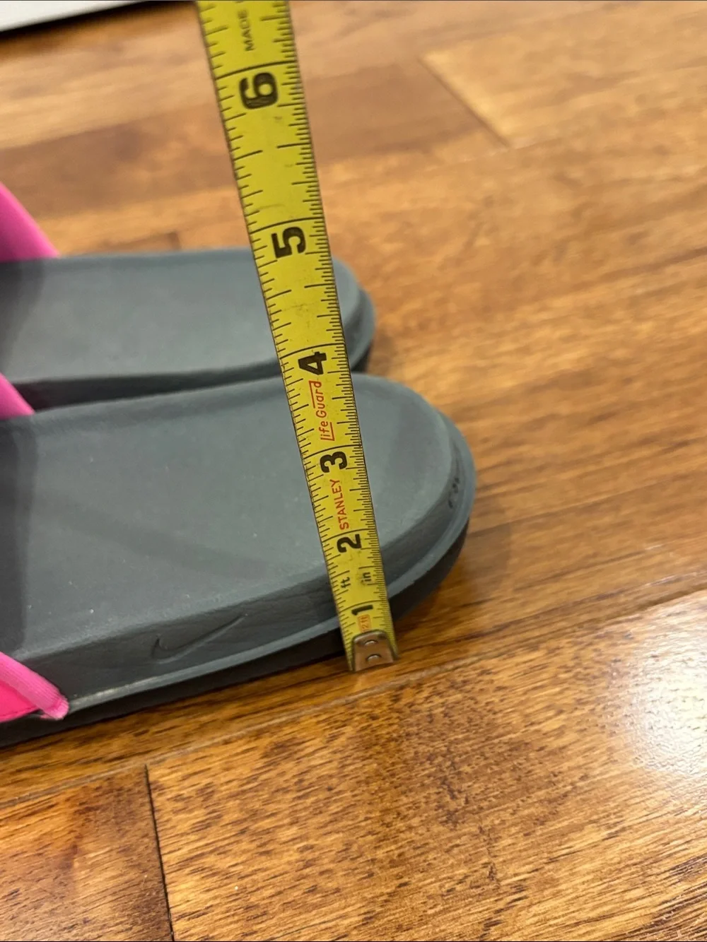 Nike Women’s Pink and Gray Slide Sandals with Bold Logo